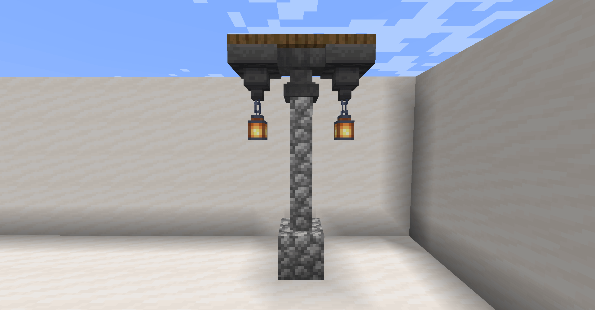 Lamppost with Anvil, Hoppers and Lanterns Tutorial - Minecraft Designs